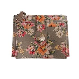 Steve Madden Floral Mini Wallet Gray Snap Closure